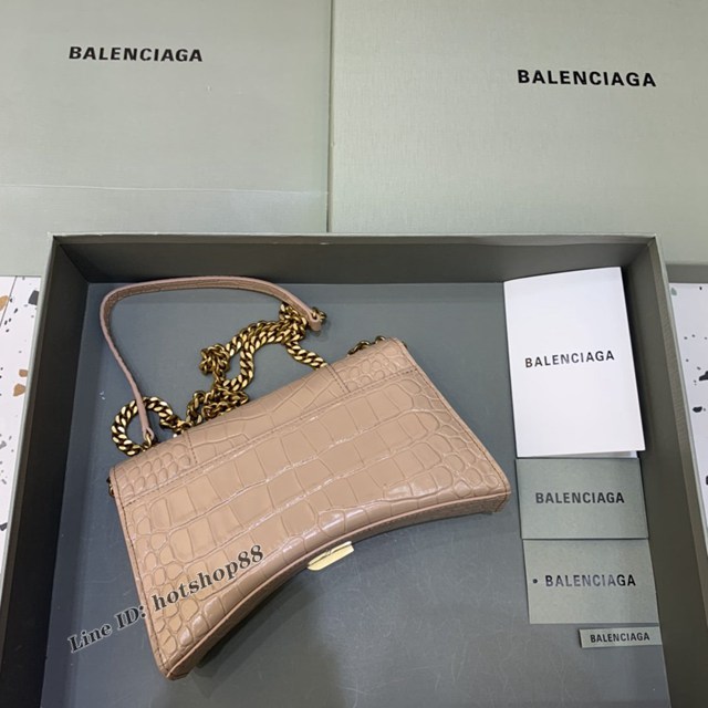 Balenciaga專櫃爆款鱷魚紋鏈條包女士肩背包 巴黎世家沙漏鏈條斜挎包 fyj1880